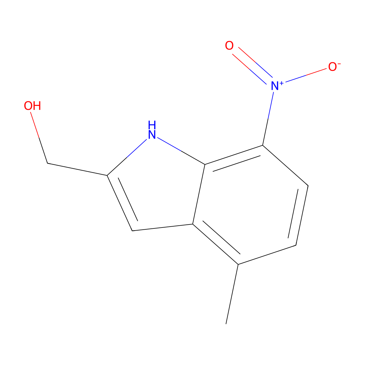 (4-Methyl-7-nitro-1H-indol-2-yl)methanol molecular structure, CAS 1956321-88-2