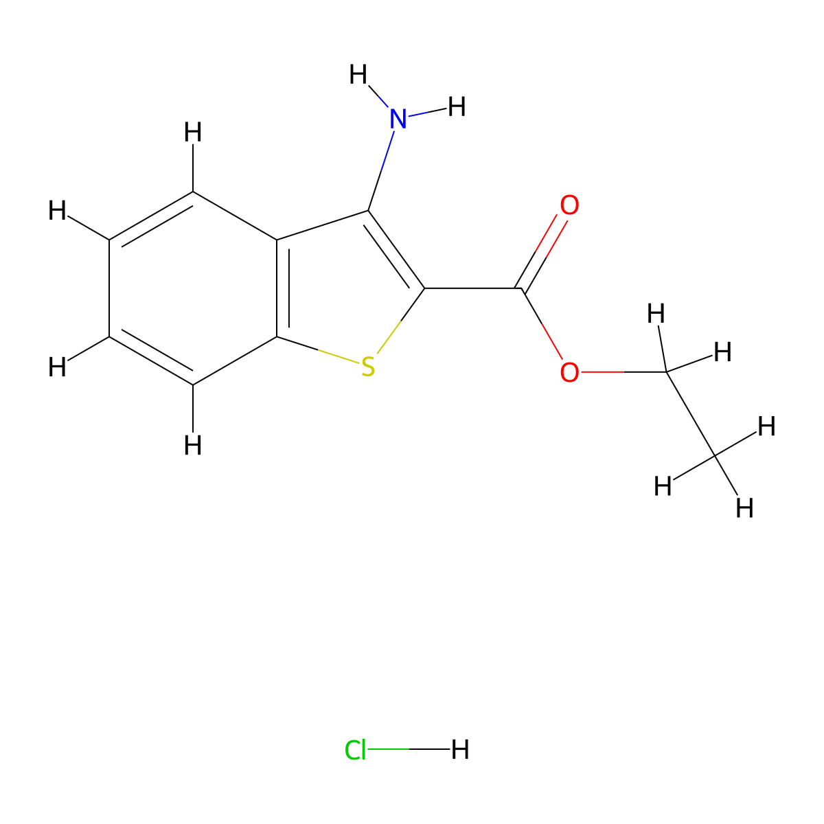 Ethyl 3-aminobenzo[b]thiophene-2-carboxylate hydrochloride molecular structure, CAS 1956321-92-8
