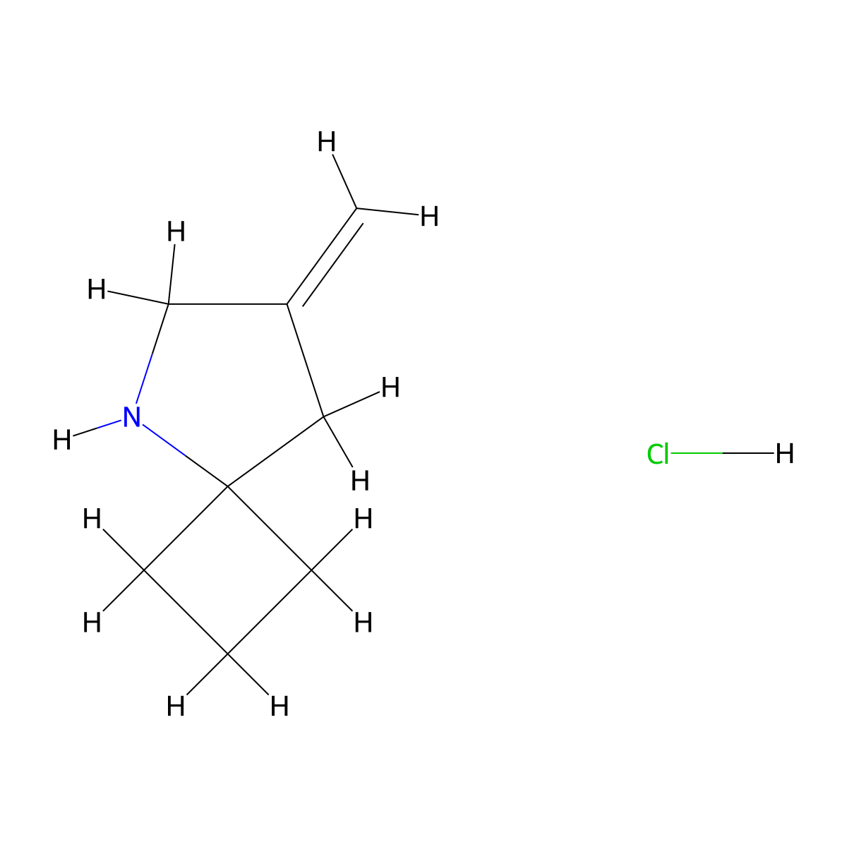 7-Methylene-5-azaspiro[3.4]octane hydrochloride molecular structure, CAS 1956321-95-1