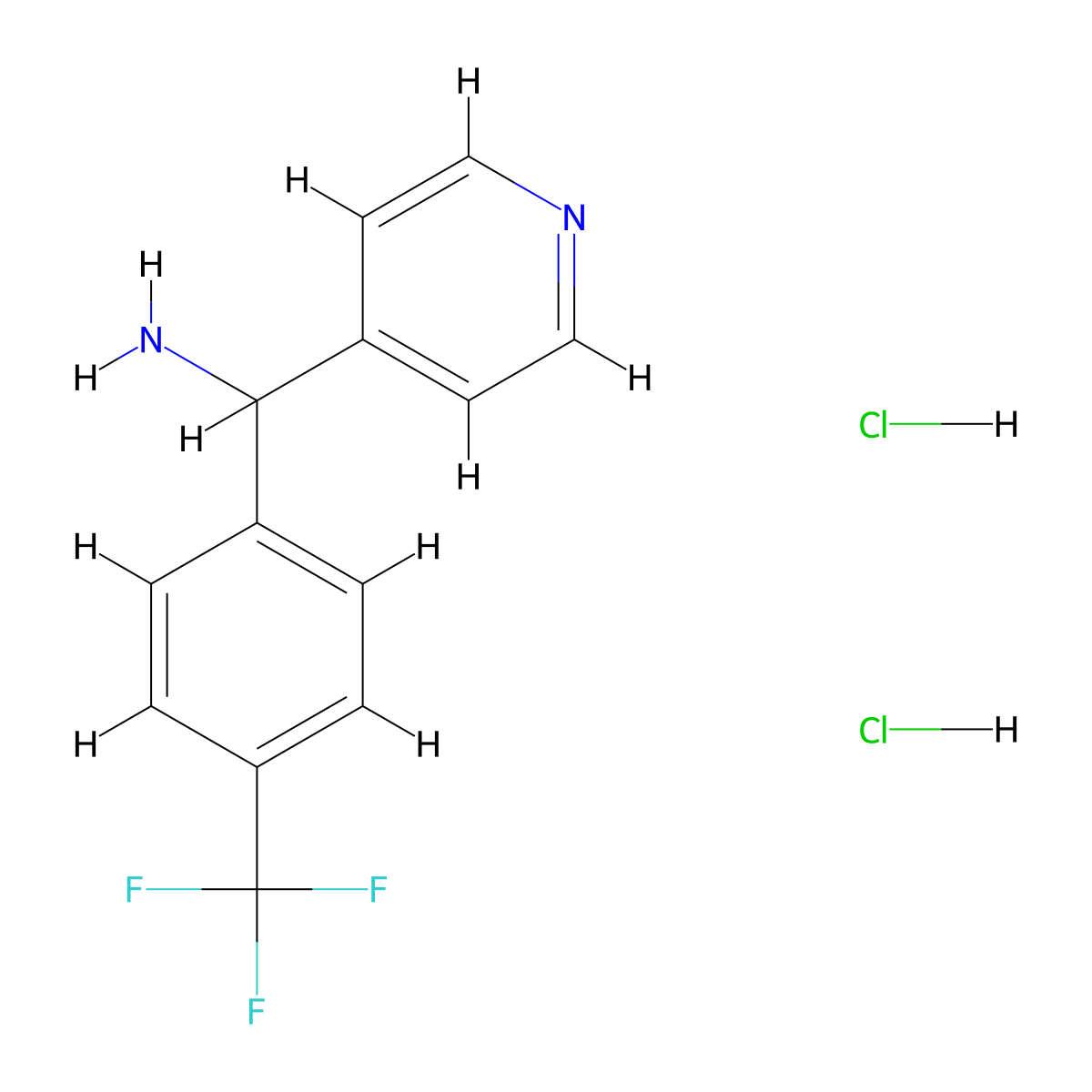 Pyridin-4-yl(4-(trifluoromethyl)phenyl)methanamine dihydrochloride molecular structure, CAS 1956322-15-8