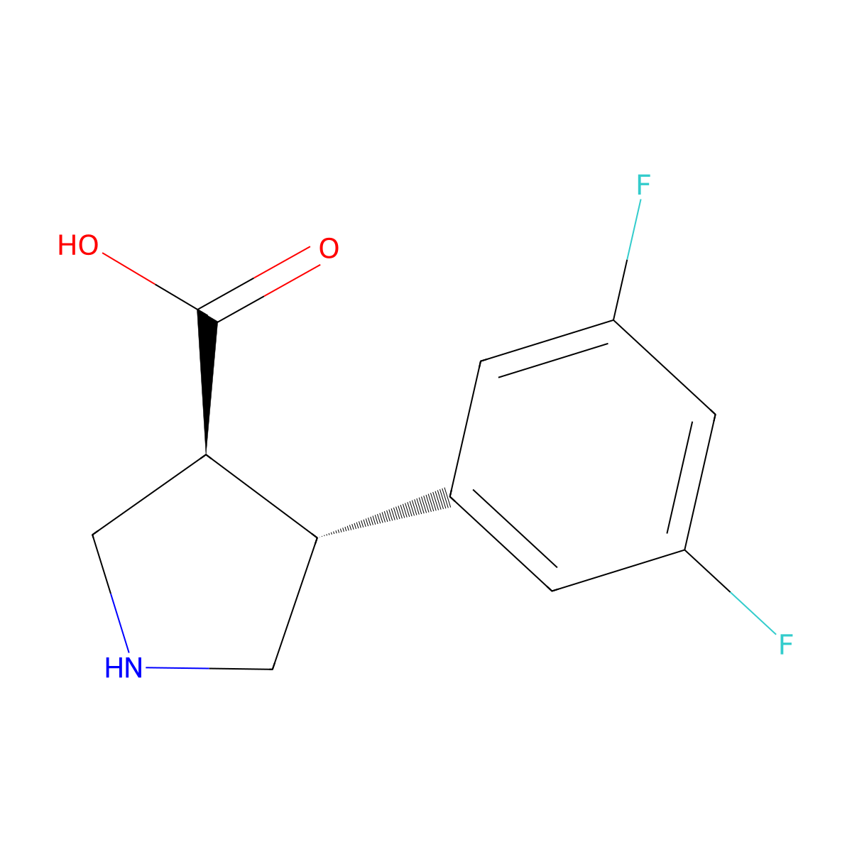 rac-(3R,4S)-4-(3,5-difluorophenyl)pyrrolidine-3-carboxylic acid molecular structure, CAS 1956322-27-2