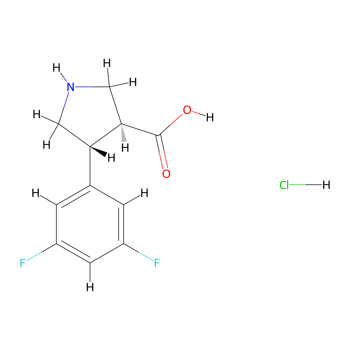 rac-(3R,4S)-4-(3,5-difluorophenyl)pyrrolidine-3-carboxylic acid hydrochloride molecular structure, CAS 1956322-28-3