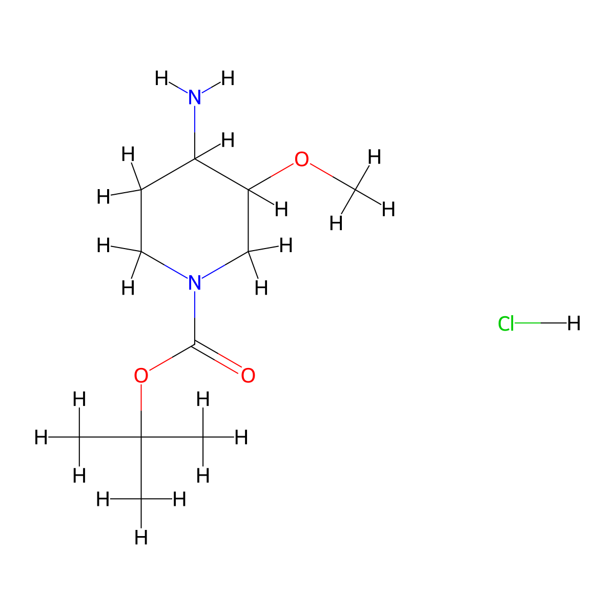 cis-4-Amino-1-Boc-3-methoxy-piperidinehydrochloride molecular structure, CAS 1956322-29-4