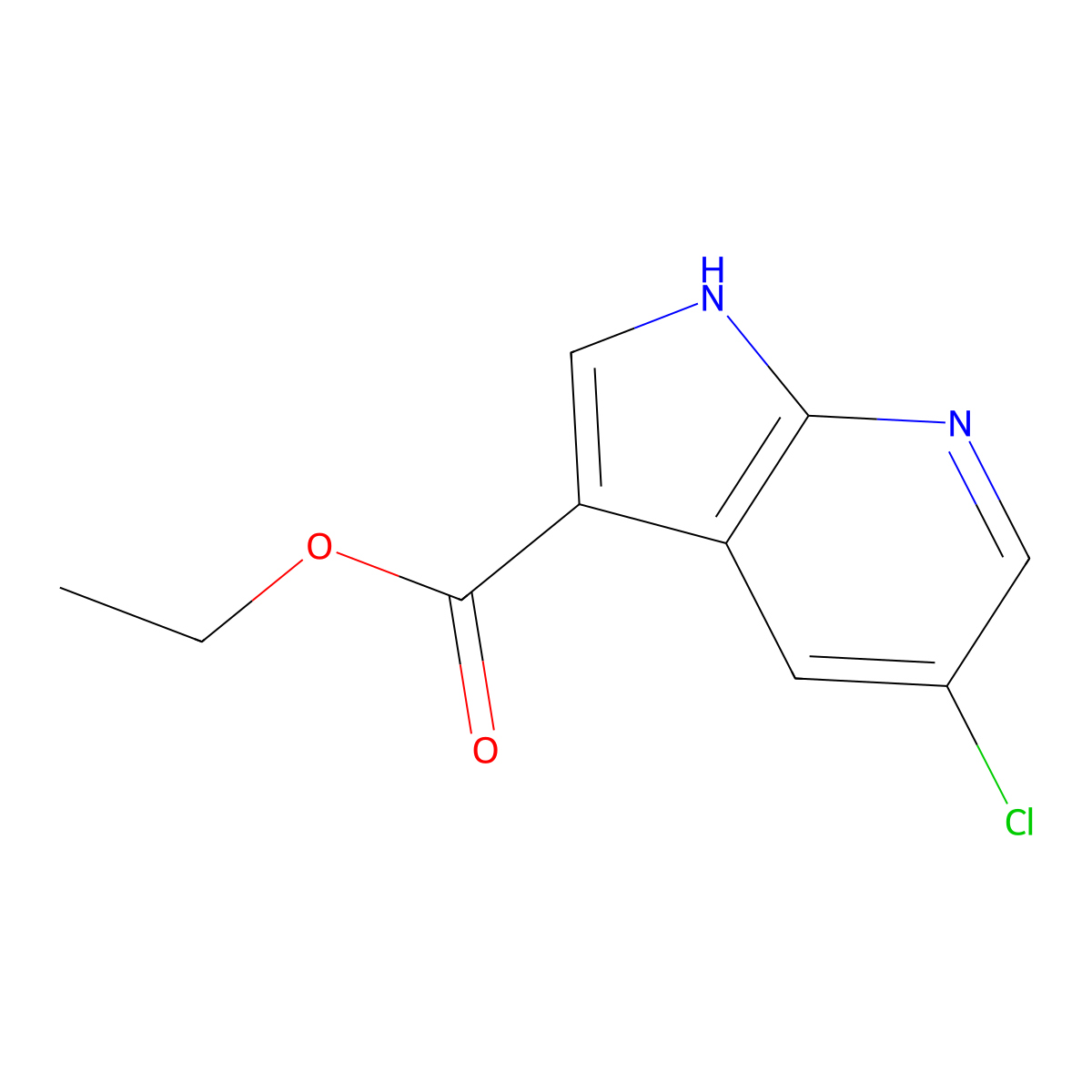 Ethyl 5-chloro-1H-pyrrolo[2,3-b]pyridine-3-carboxylate molecular structure, CAS 1956322-35-2