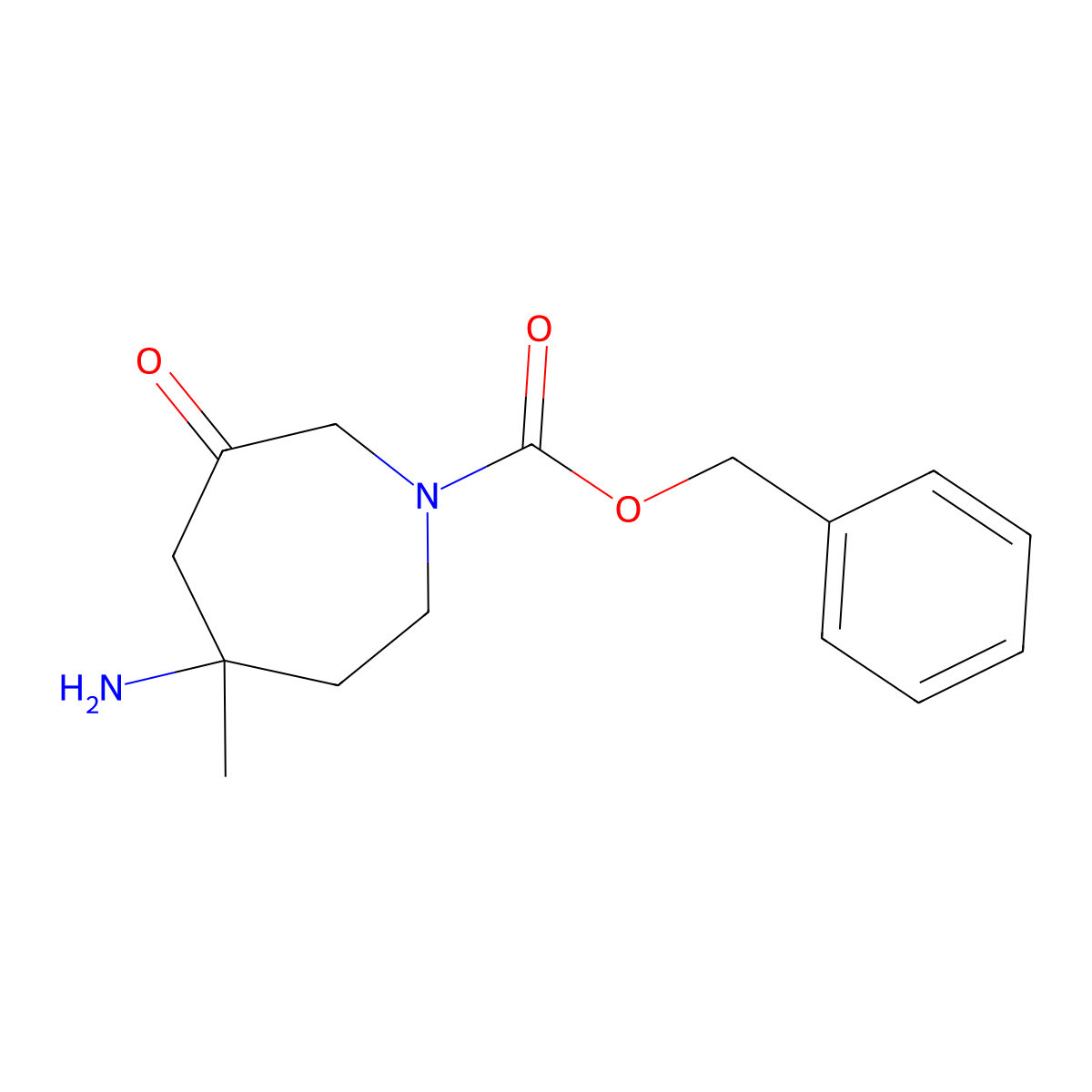 Benzyl 5-amino-5-methyl-3-oxoazepane-1-carboxylate molecular structure, CAS 1956322-36-3