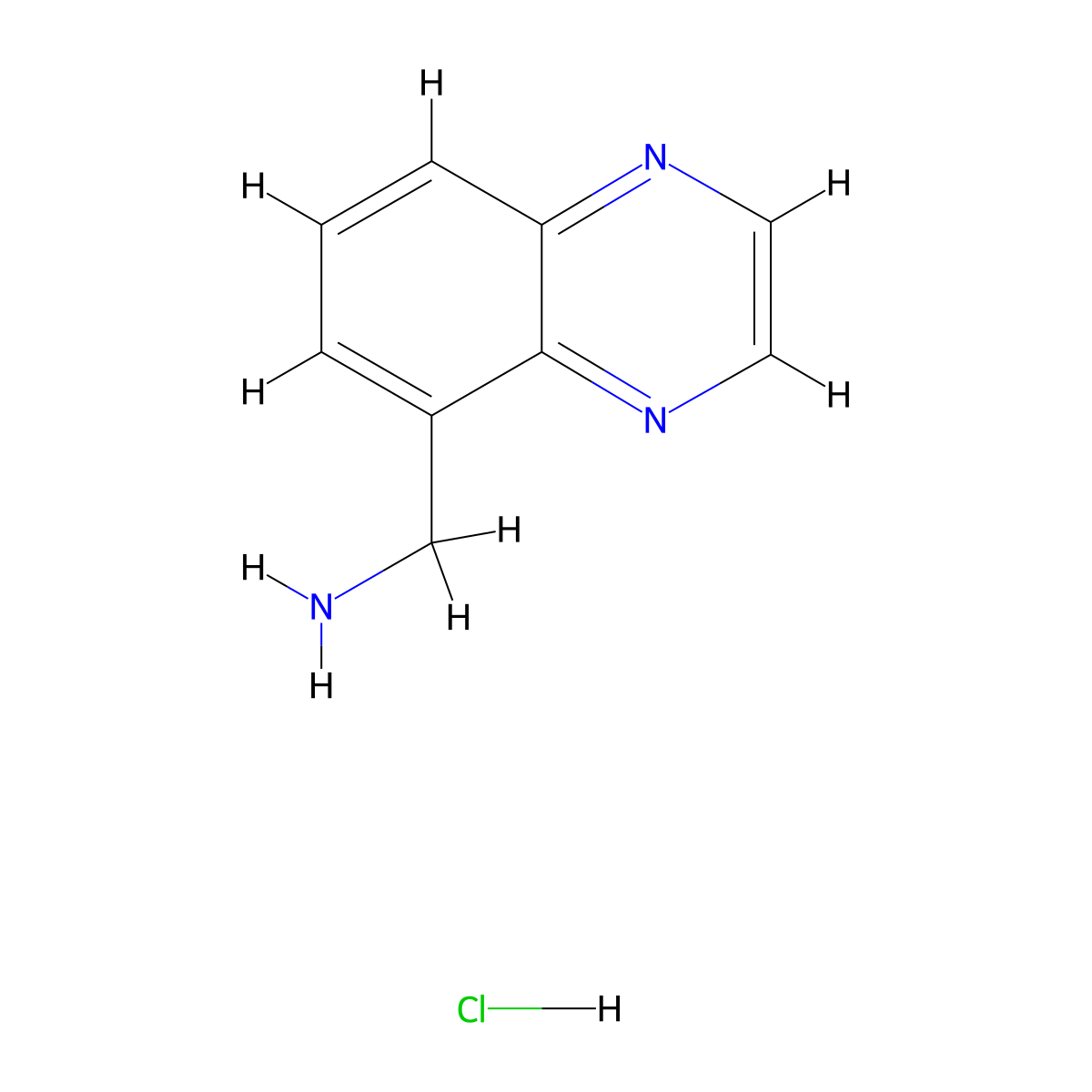 Quinoxalin-5-ylmethanamine hydrochloride molecular structure, CAS 1956322-37-4