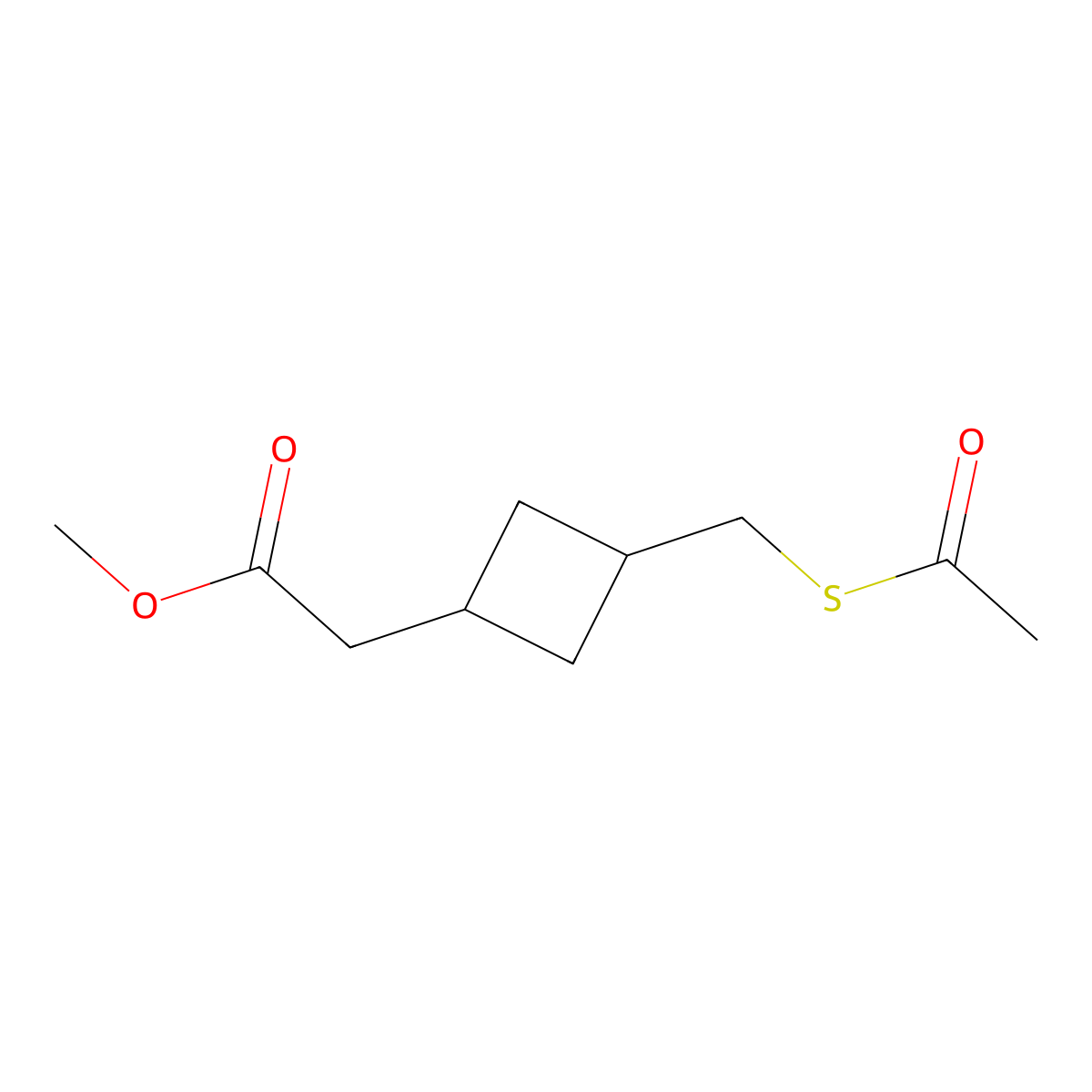 Methyl 2-(3-((acetylthio)methyl)cyclobutyl)acetate molecular structure, CAS 1956322-59-0