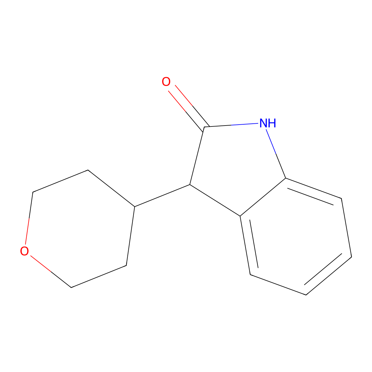 3-(Tetrahydro-2H-pyran-4-yl)indolin-2-one molecular structure, CAS 1956322-70-5