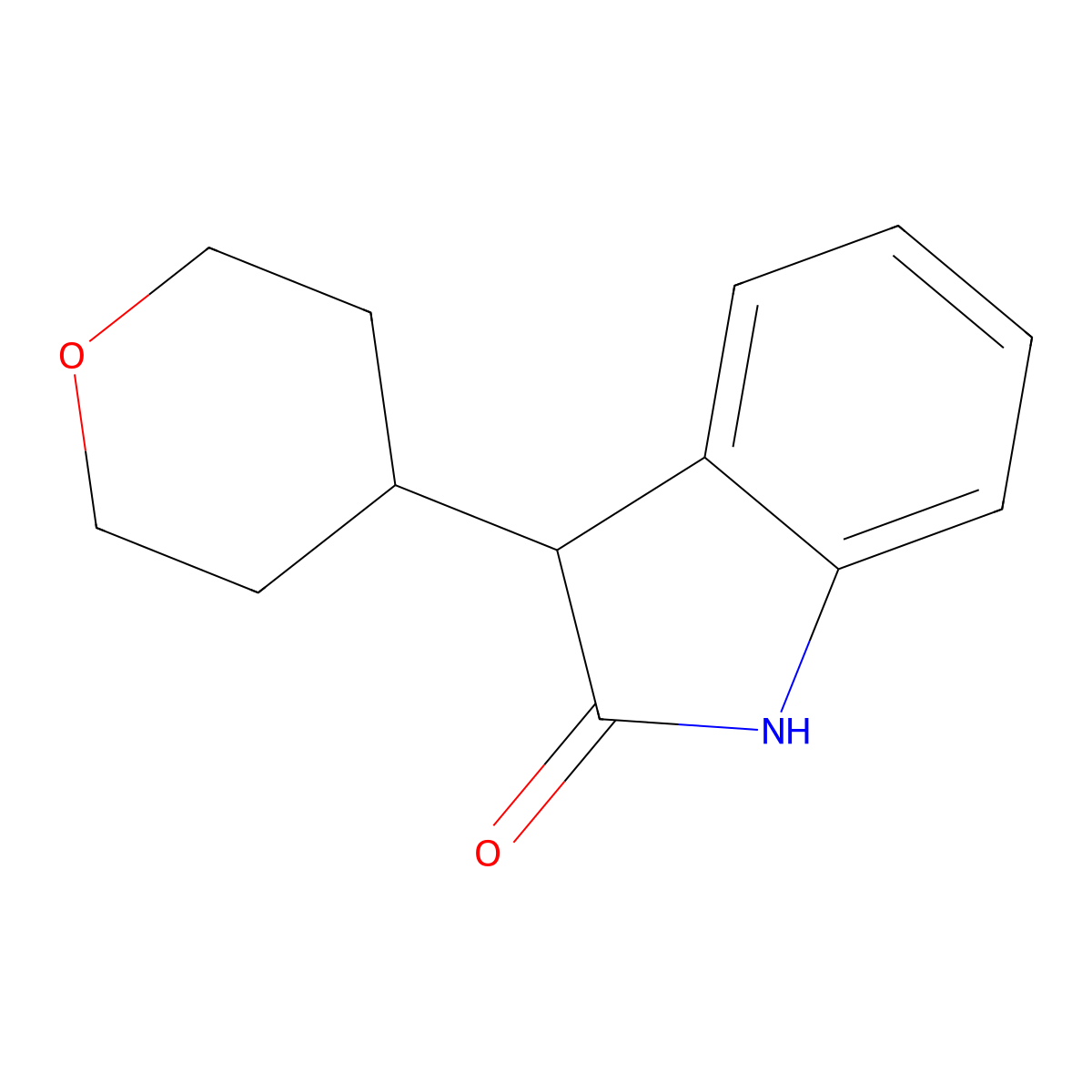 3-(Tetrahydro-2H-pyran-4-yl)indolin-2-one molecular structure, CAS 1956322-70-5