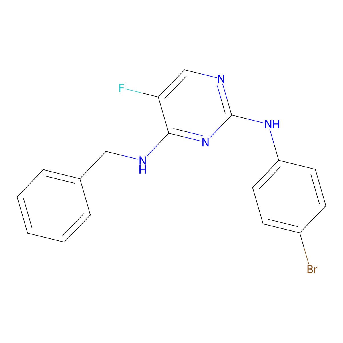 N4-Benzyl-N2-(4-bromophenyl)-5-fluoropyrimidine-2,4-diamine molecular structure, CAS 1956323-18-4