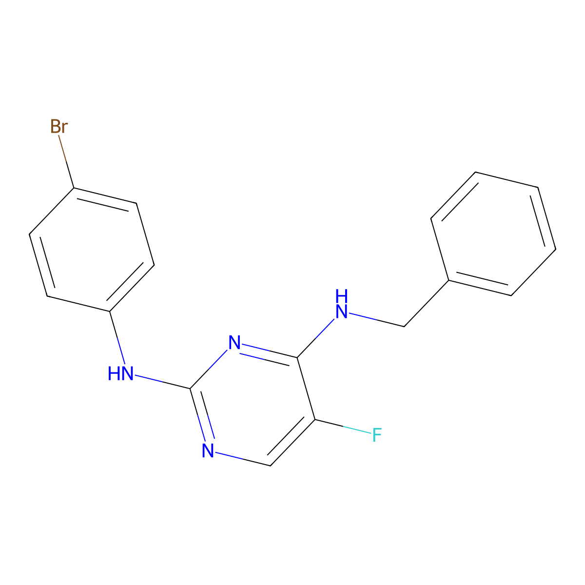 N4-Benzyl-N2-(4-bromophenyl)-5-fluoropyrimidine-2,4-diamine molecular structure, CAS 1956323-18-4