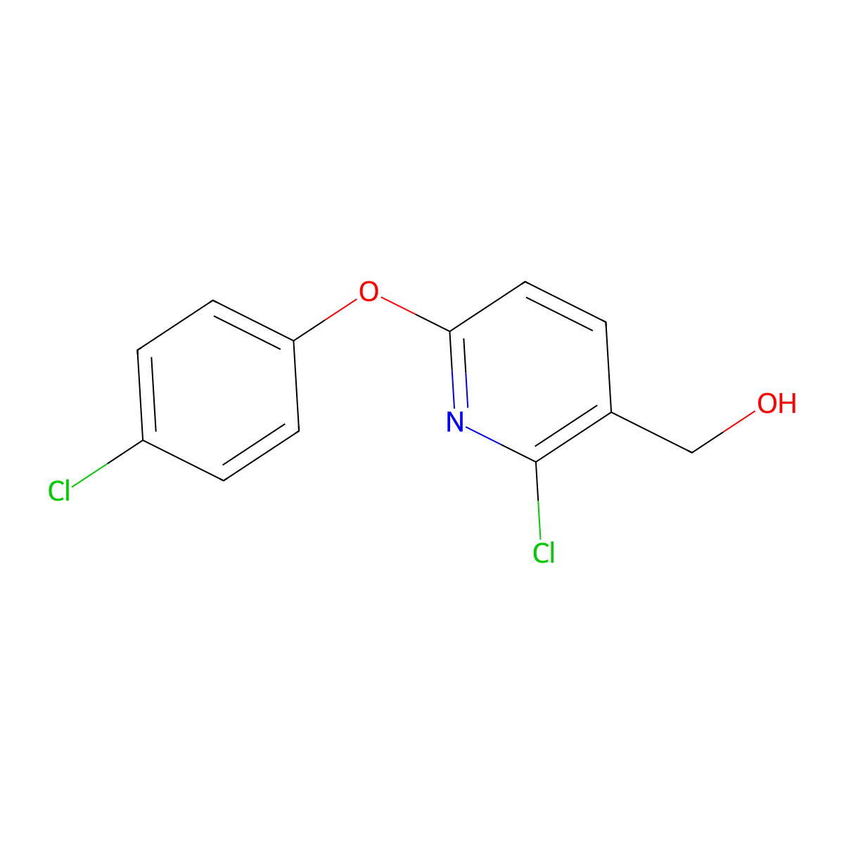 (2-Chloro-6-(4-chlorophenoxy)pyridin-3-yl)methanol molecular structure, CAS 1956323-91-3