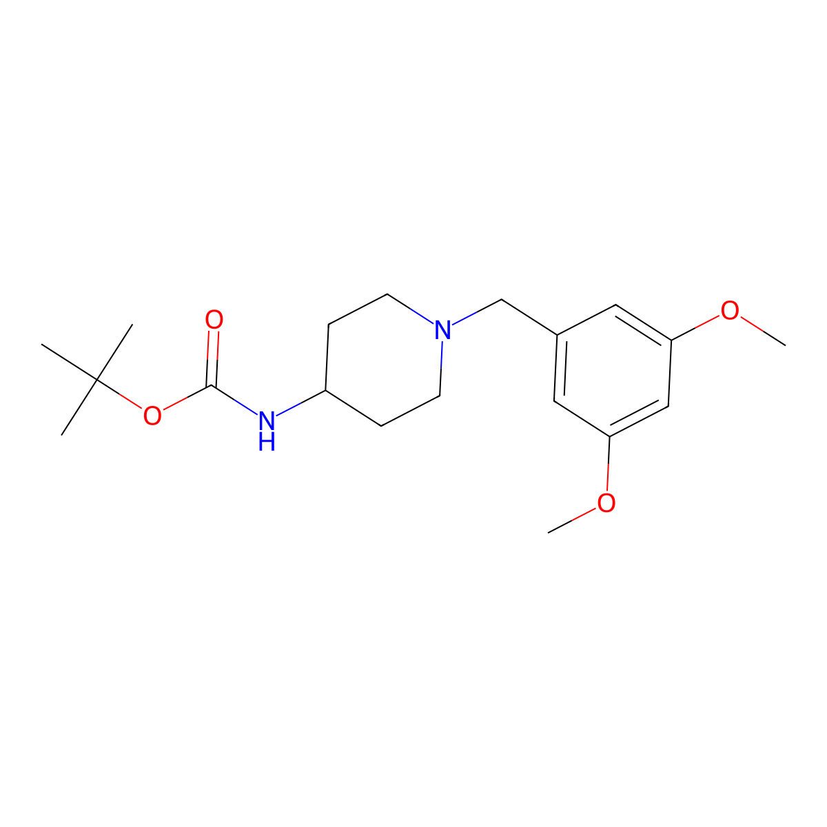 tert-Butyl (1-(3,5-dimethoxybenzyl)piperidin-4-yl)carbamate molecular structure, CAS 1956324-11-0