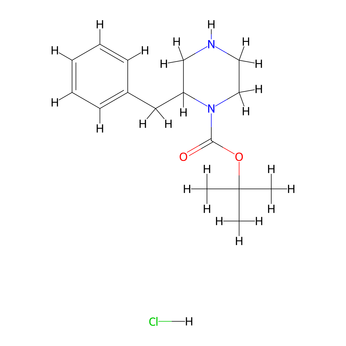 tert-Butyl 2-benzylpiperazine-1-carboxylate hydrochloride molecular structure, CAS 1956324-15-4