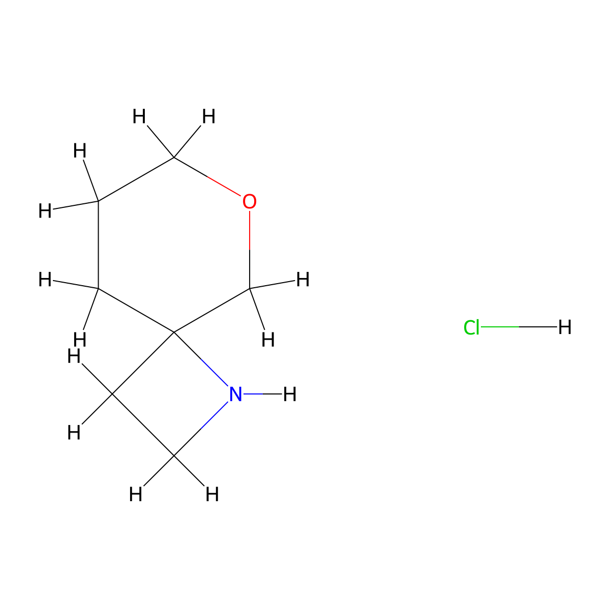 6-Oxa-1-azaspiro[3.5]nonane hydrochloride molecular structure, CAS 1956324-37-0