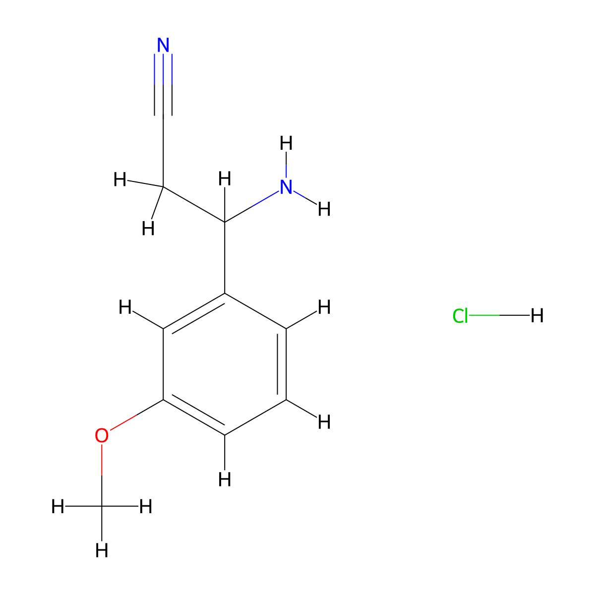 3-Amino-3-(3-methoxyphenyl)propanenitrile hydrochloride molecular structure, CAS 1956324-43-8