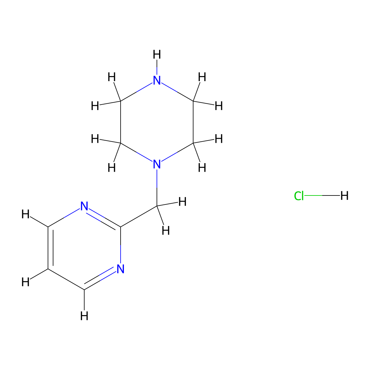 2-(Piperazin-1-ylmethyl)pyrimidine hydrochloride molecular structure, CAS 1956324-51-8