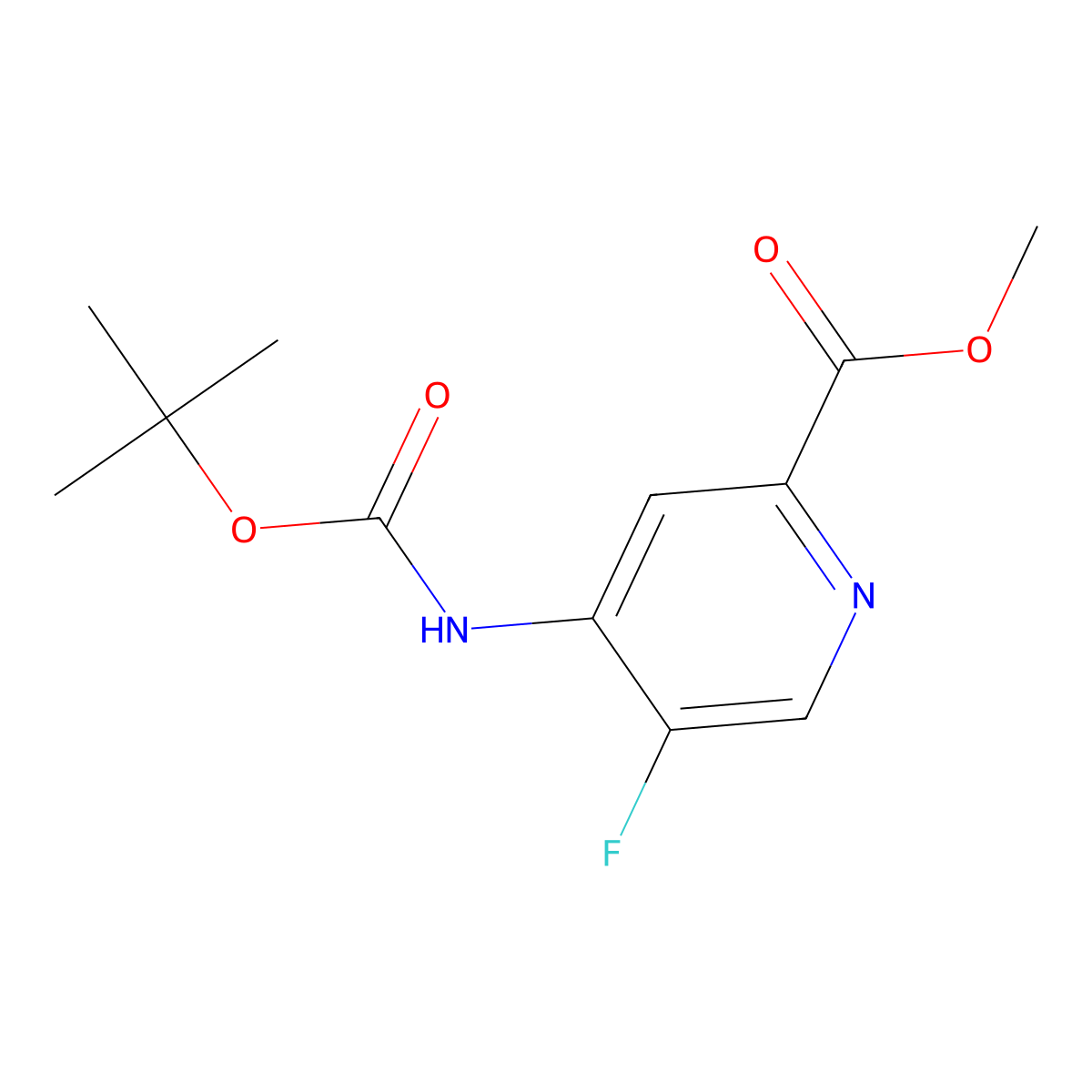 Methyl 4-((tert-butoxycarbonyl)amino)-5-fluoropicolinate molecular structure, CAS 1956324-93-8