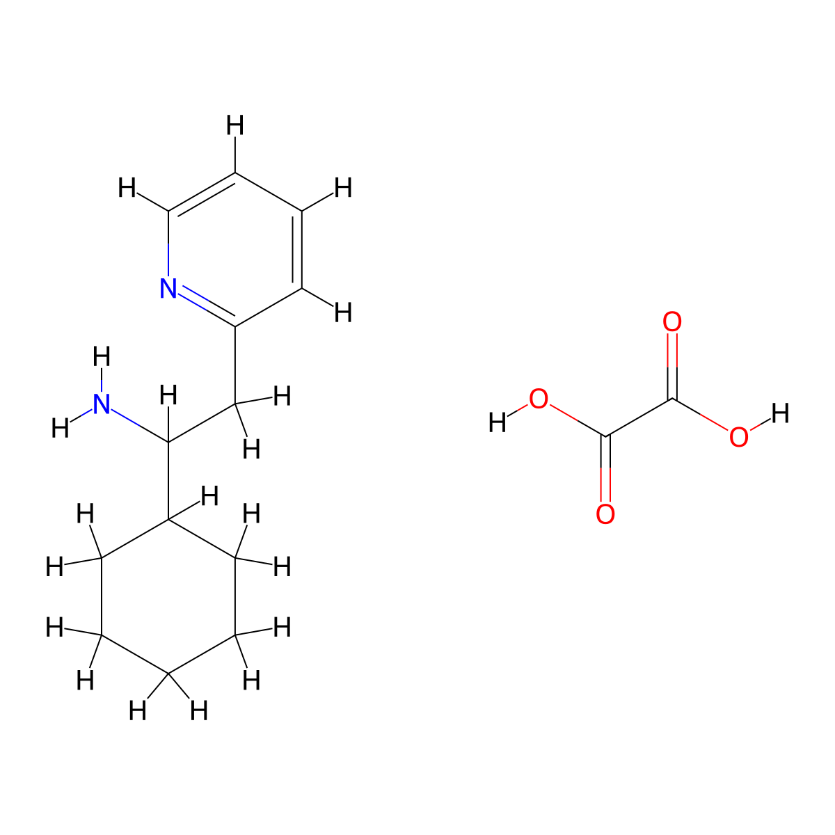 1-Cyclohexyl-2-(pyridin-2-yl)ethanamine oxalate molecular structure, CAS 1956325-38-4