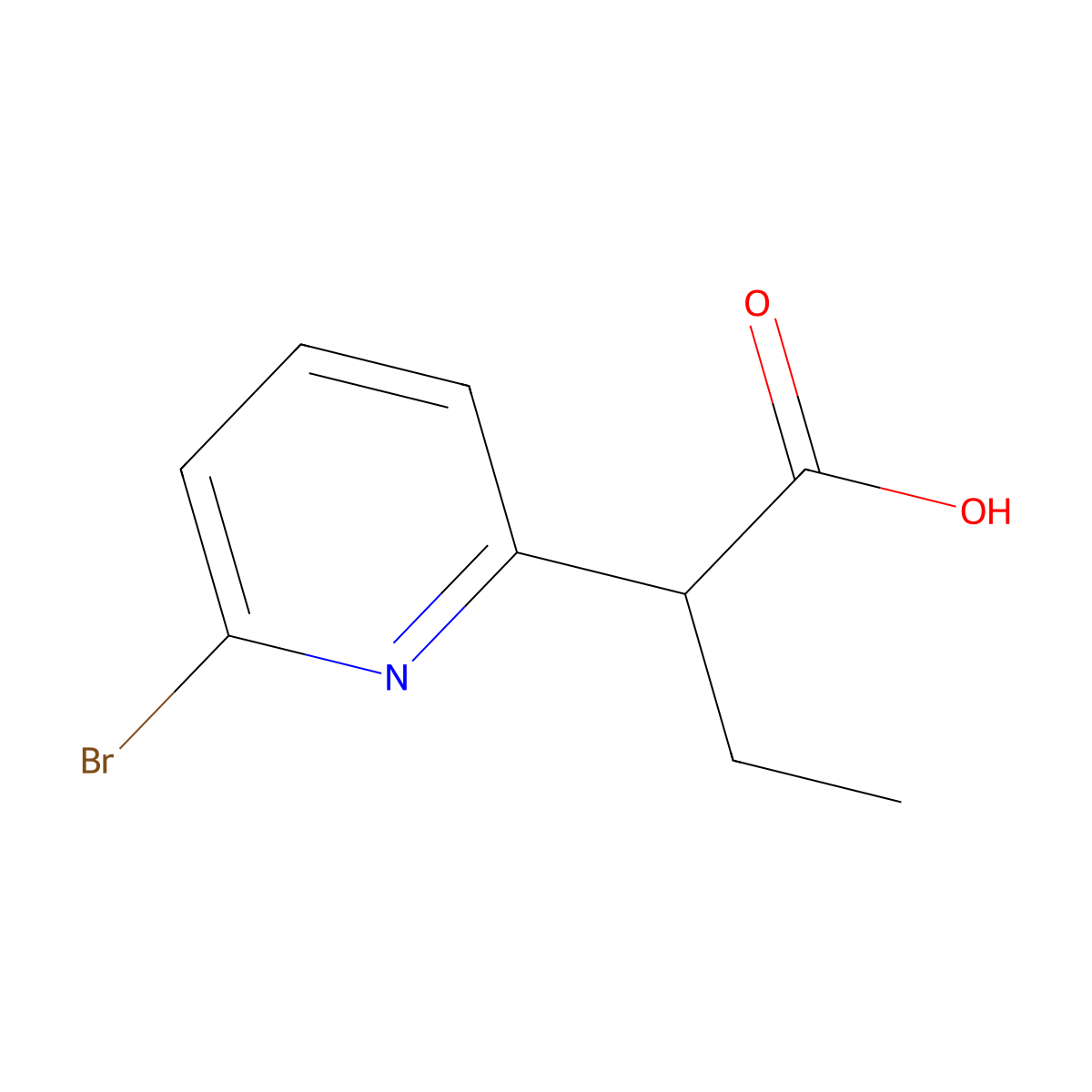 2-(6-Bromopyridin-2-yl)butanoic acid molecular structure, CAS 1956325-47-5