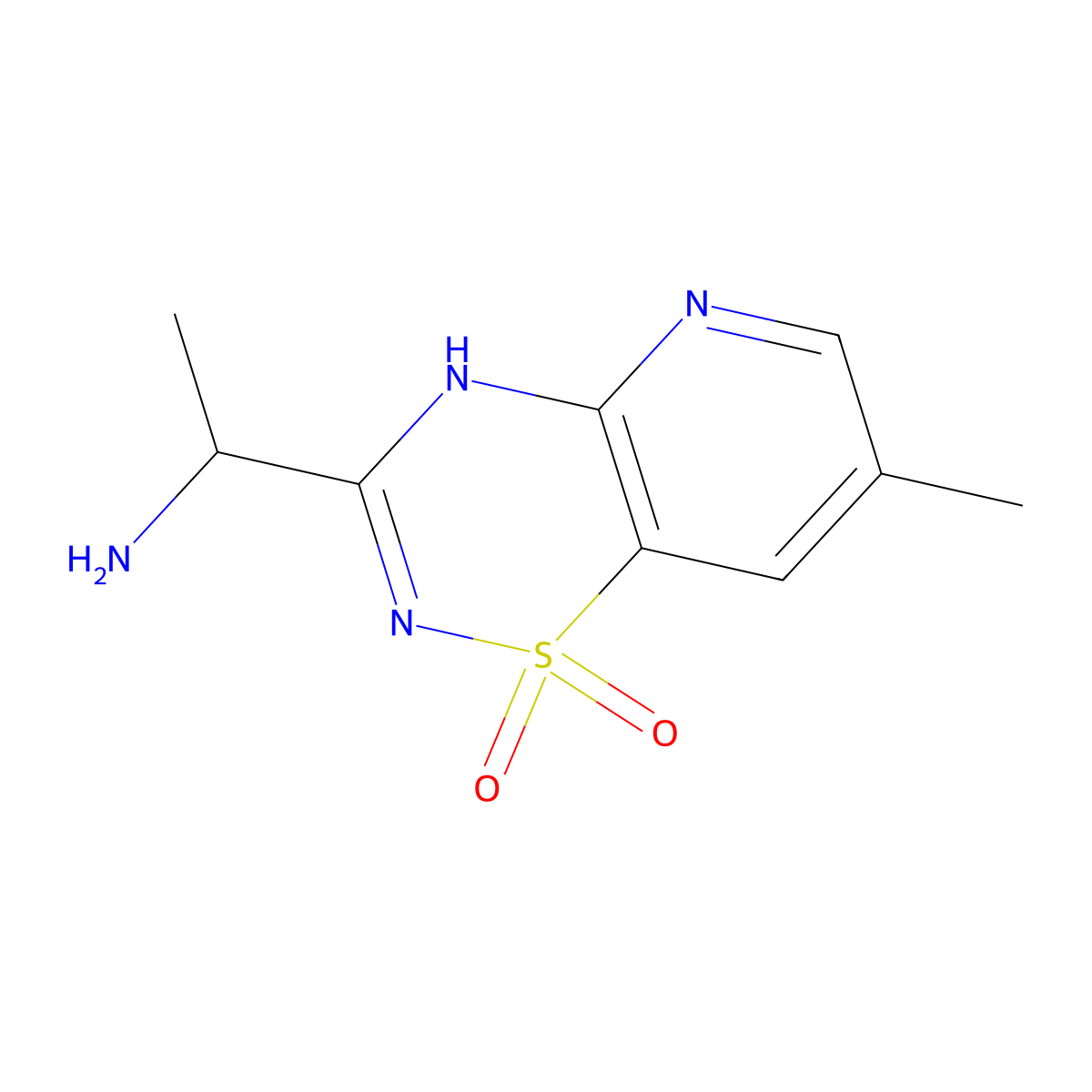 3-(1-Aminoethyl)-7-methyl-4H-pyrido[2,3-e][1,2,4]thiadiazine 1,1-dioxide molecular structure, CAS 1956325-53-3