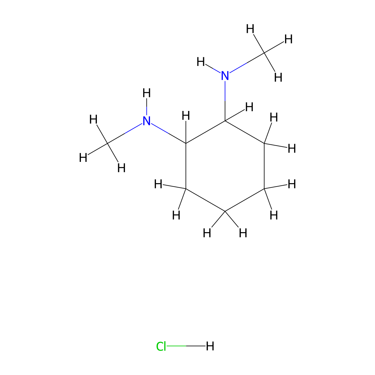 N1,N2-Dimethylcyclohexane-1,2-diamine hydrochloride molecular structure, CAS 1956325-54-4