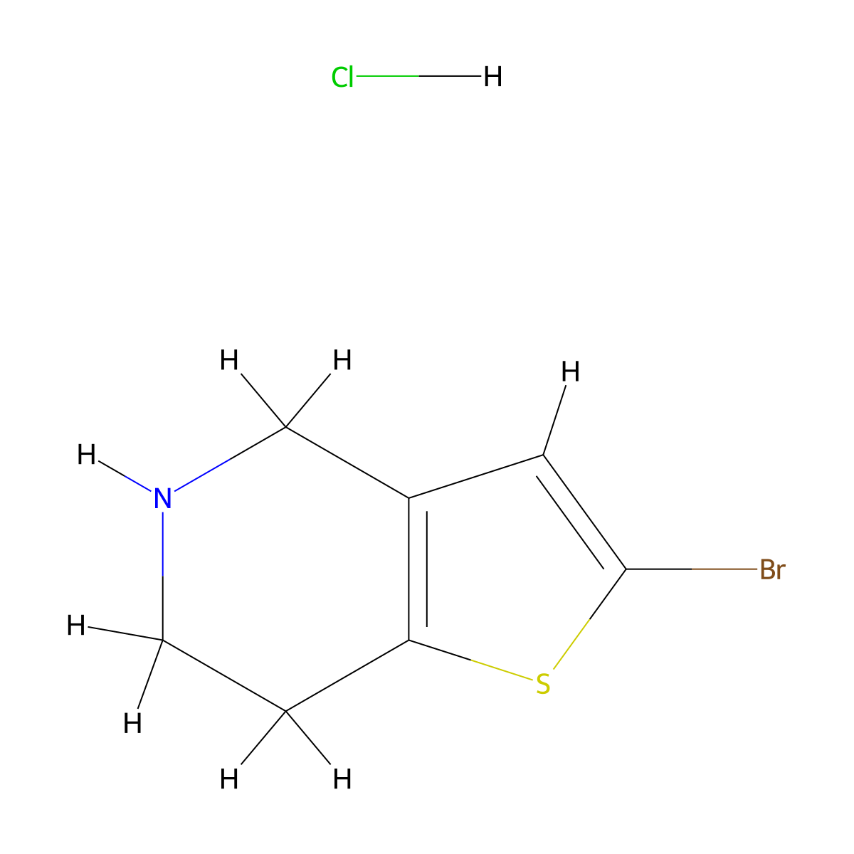 2-bromo-4H,5H,6H,7H-thieno[3,2-c]pyridine hydrochloride molecular structure, CAS 1956325-57-7