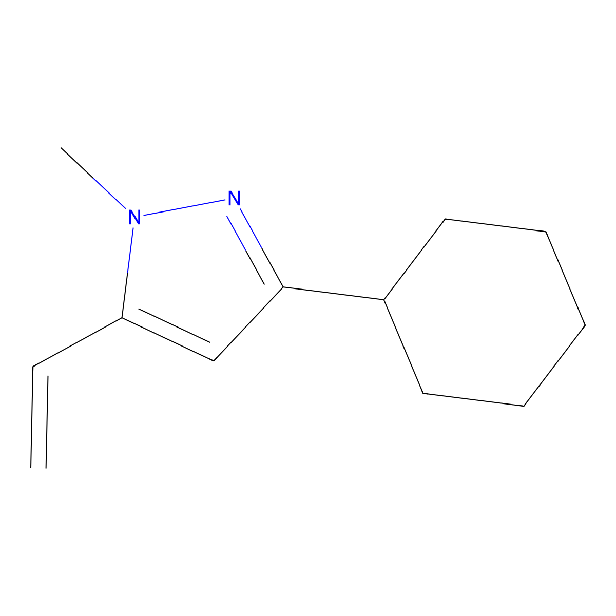 3-Cyclohexyl-1-methyl-5-vinyl-1H-pyrazole molecular structure, CAS 1956325-58-8
