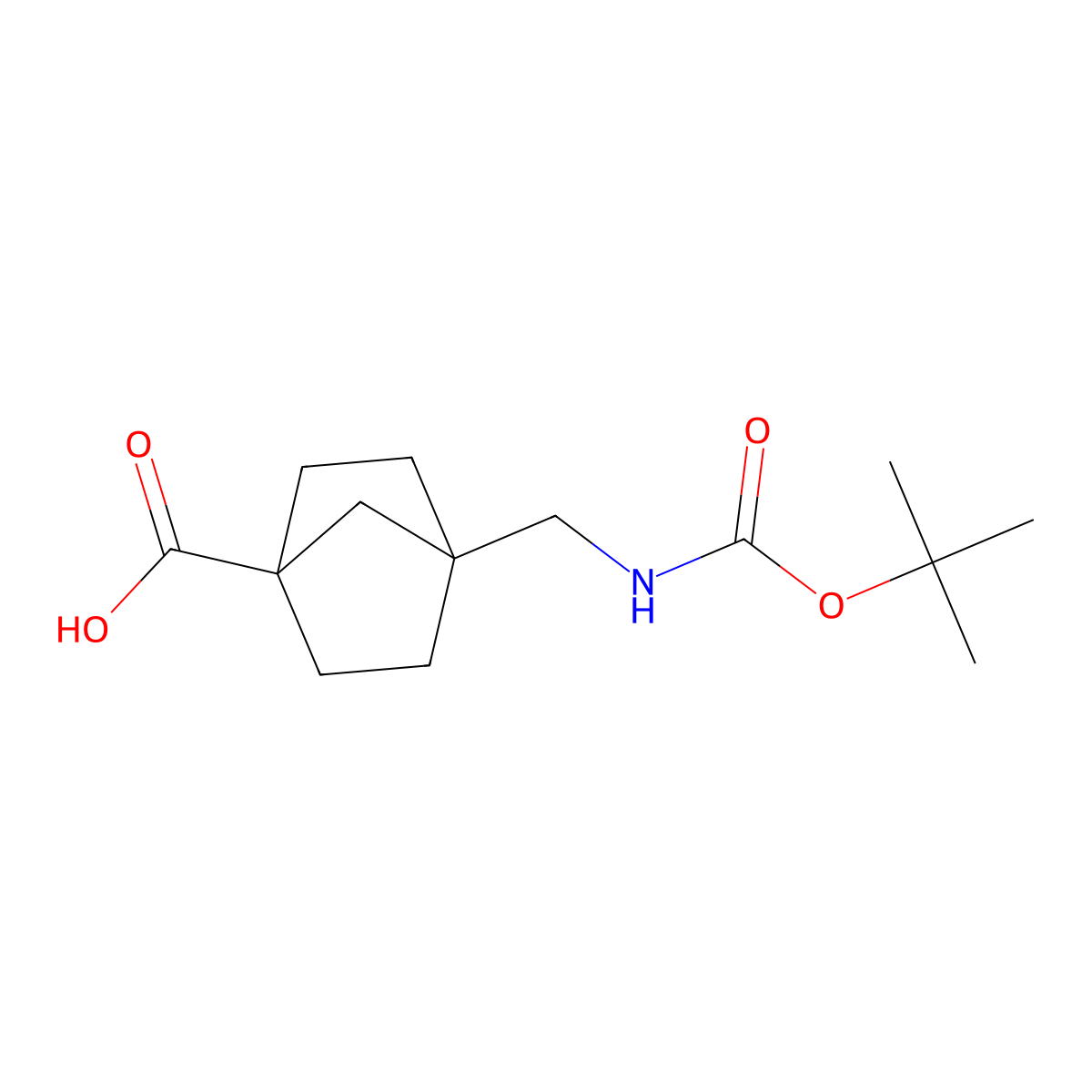 4-(((tert-Butoxycarbonyl)amino)methyl)bicyclo[2.2.1]heptane-1-carboxylic acid molecular structure, CAS 1956325-65-7