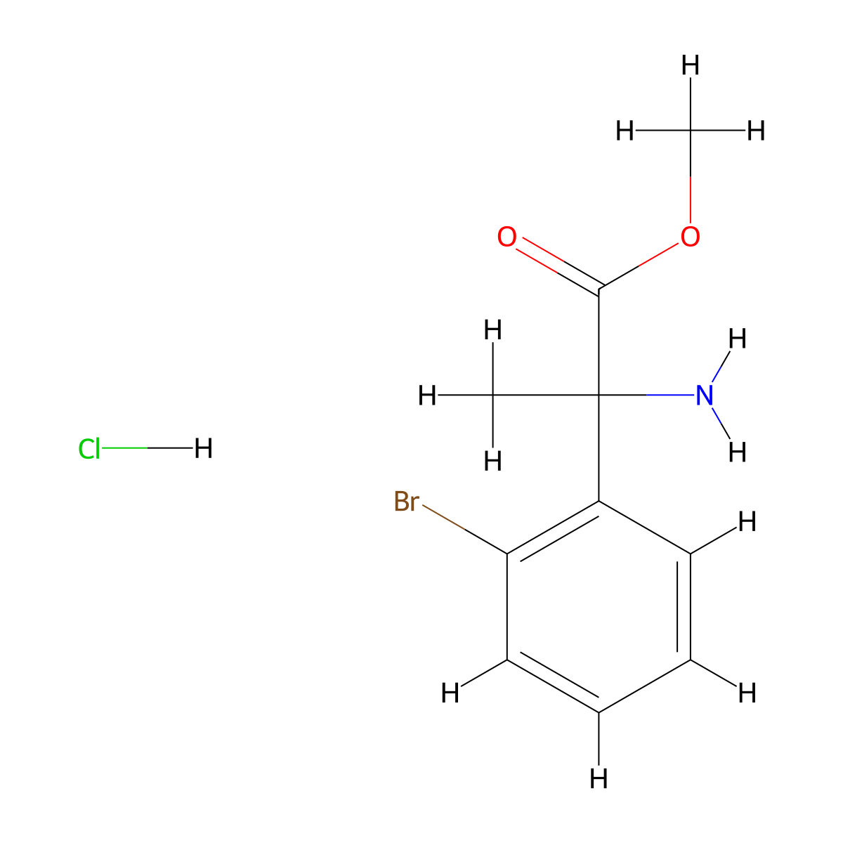 Methyl 2-amino-2-(2-bromophenyl)propanoate hydrochloride molecular structure, CAS 1956325-73-7