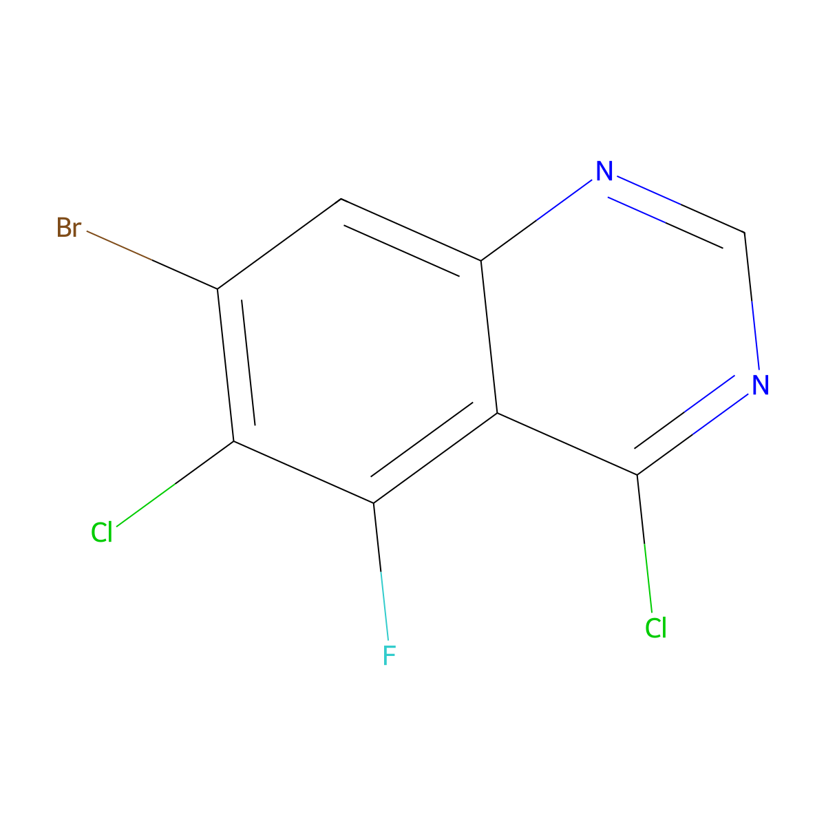 7-Bromo-4,6-dichloro-5-fluoroquinazoline molecular structure, CAS 1956325-83-9