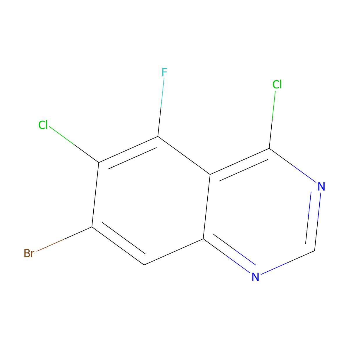 7-Bromo-4,6-dichloro-5-fluoroquinazoline molecular structure, CAS 1956325-83-9
