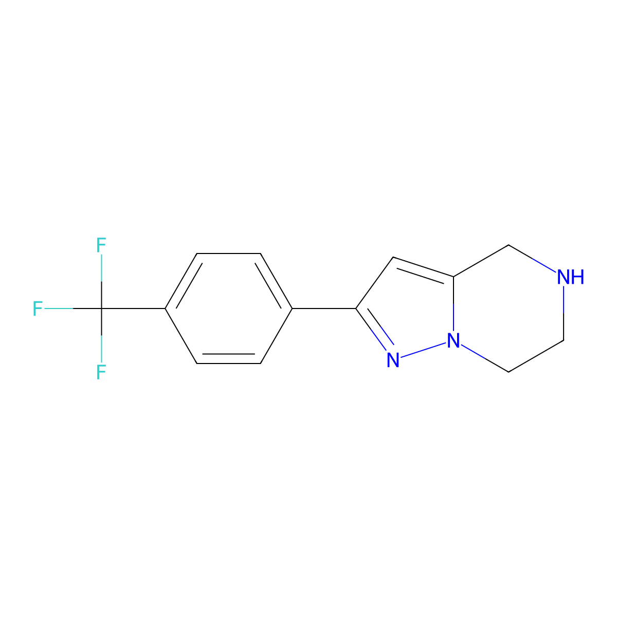 2-(4-(Trifluoromethyl)phenyl)-4,5,6,7-tetrahydropyrazolo[1,5-A]pyrazine molecular structure, CAS 1956326-56-9