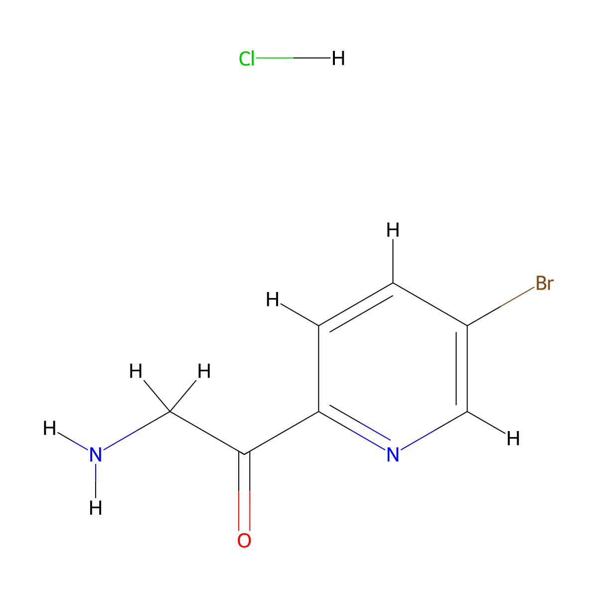 2-Amino-1-(5-bromopyridin-2-yl)ethan-1-one hydrochloride molecular structure, CAS 1956326-90-1