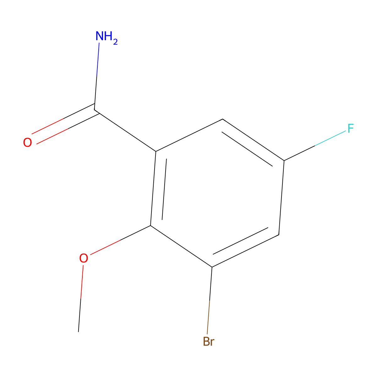 3-Bromo-5-fluoro-2-methoxybenzamide molecular structure, CAS 1956327-35-7