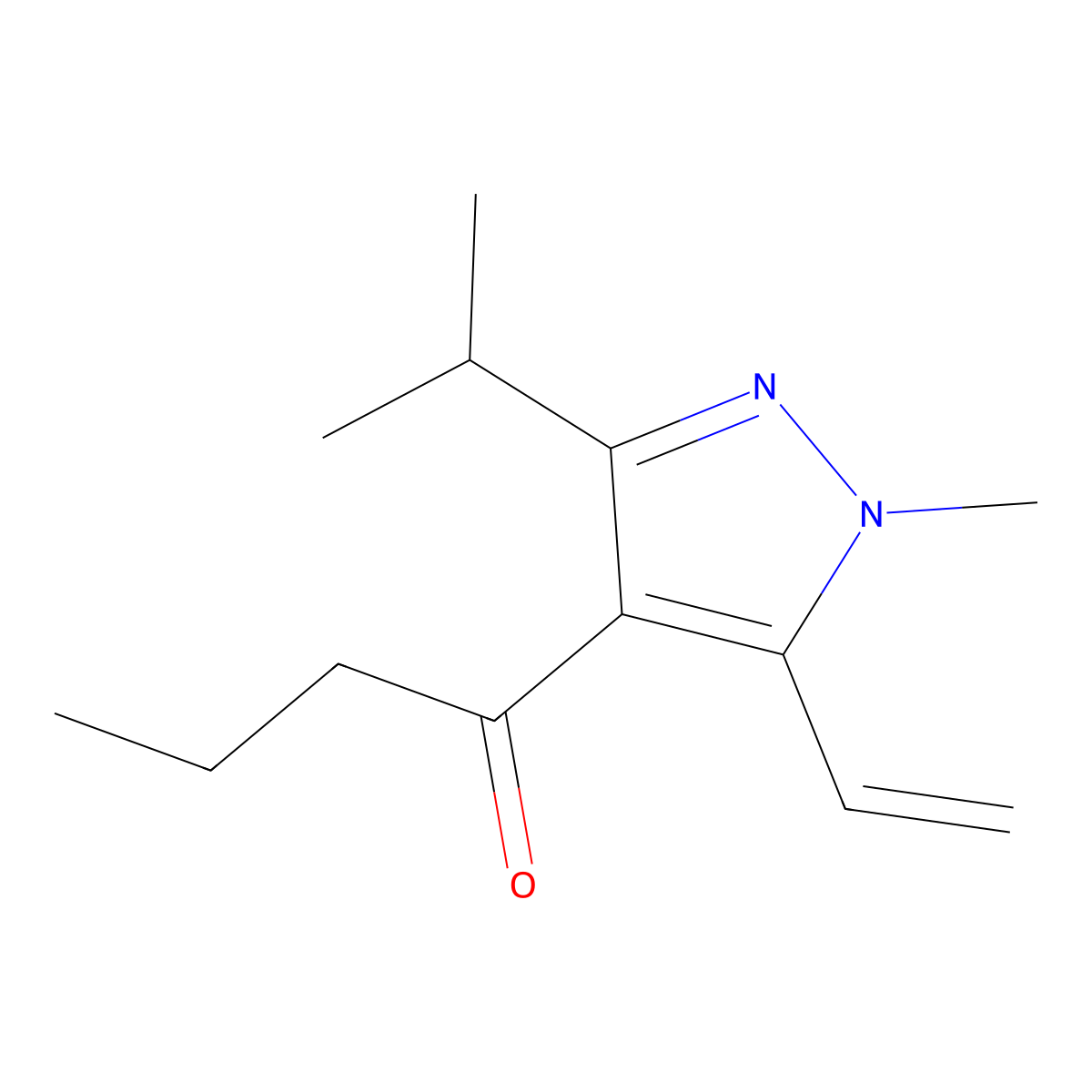 1-(3-Isopropyl-1-methyl-5-vinyl-1H-pyrazol-4-yl)butan-1-one molecular structure, CAS 1956327-39-1