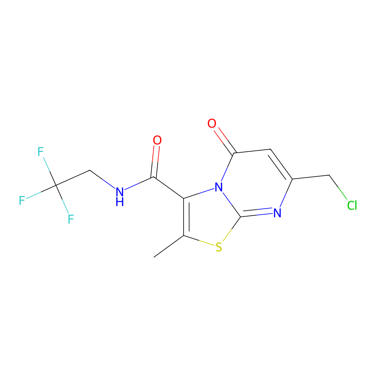 7-(Chloromethyl)-2-methyl-5-oxo-N-(2,2,2-trifluoroethyl)-5H-thiazolo[3,2-a]pyrimidine-3-carboxamide molecular structure, CAS 1956327-47-1