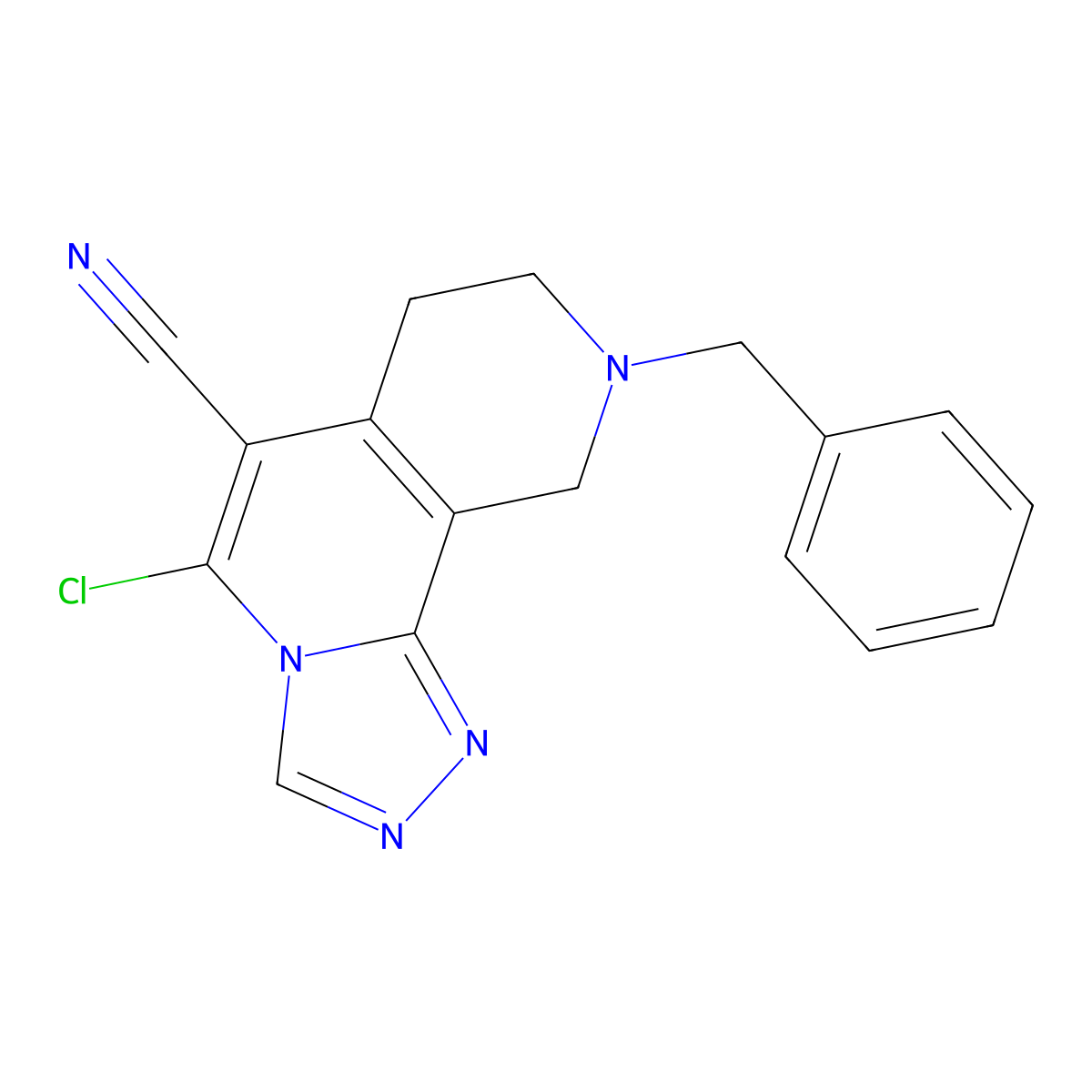9-Benzyl-5-chloro-7,8,9,10-tetrahydro-[1,2,4]triazolo[3,4-a][2,7]naphthyridine-6-carbonitrile molecular structure, CAS 1956327-52-8