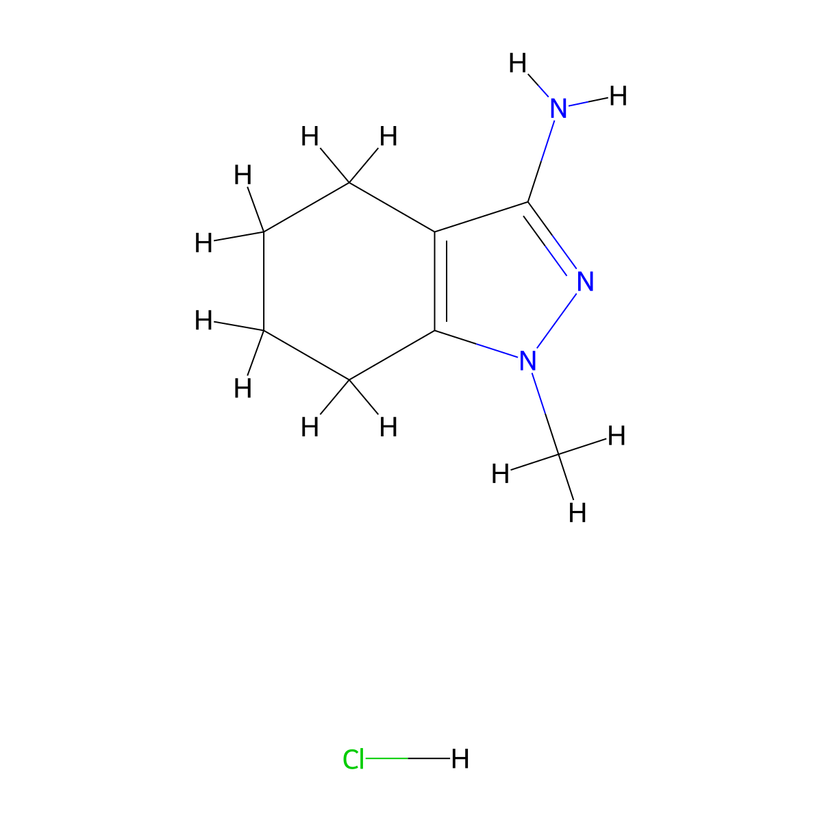 1-Methyl-4,5,6,7-tetrahydro-1H-indazol-3-amine hydrochloride molecular structure, CAS 1956327-57-3