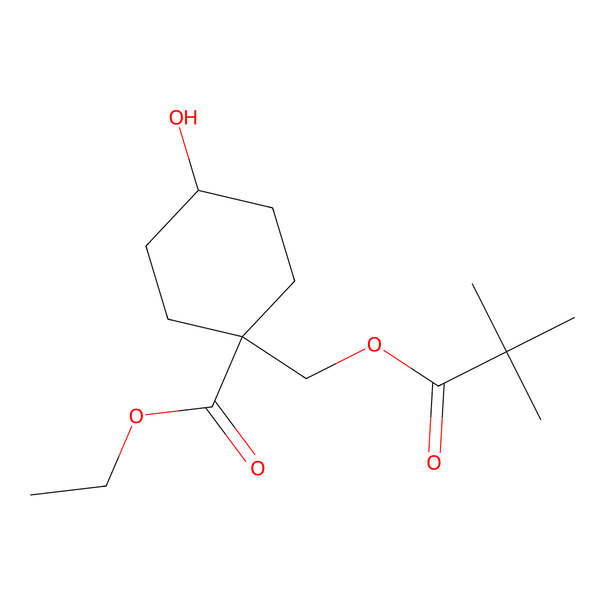 Ethyl 4-hydroxy-1-((pivaloyloxy)methyl)cyclohexanecarboxylate molecular structure, CAS 1956327-61-9