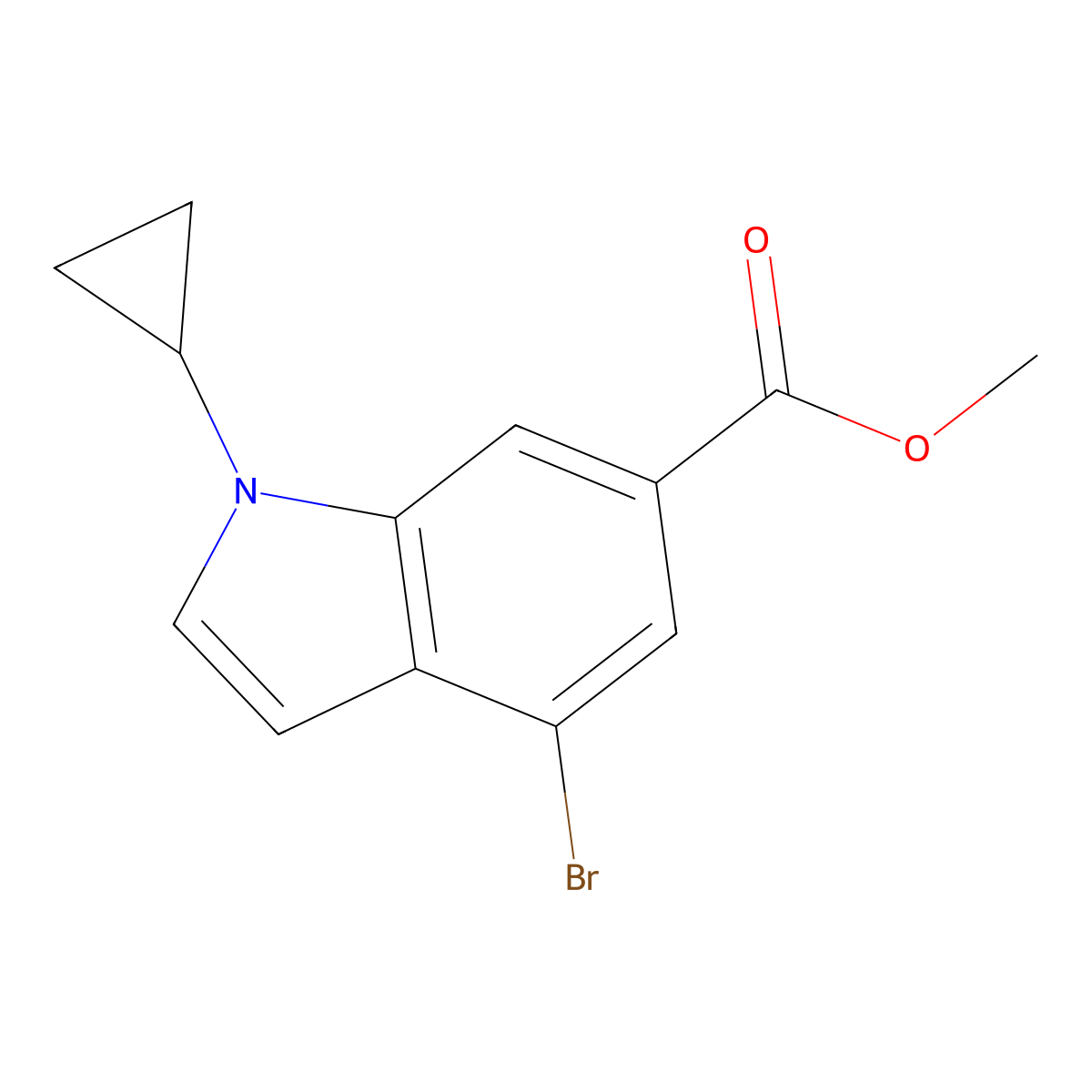 Methyl 4-bromo-1-cyclopropyl-1H-indole-6-carboxylate molecular structure, CAS 1956327-64-2