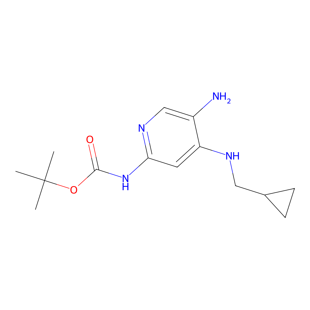 tert-Butyl (5-amino-4-((cyclopropylmethyl)amino)pyridin-2-yl)carbamate molecular structure, CAS 1956327-73-3