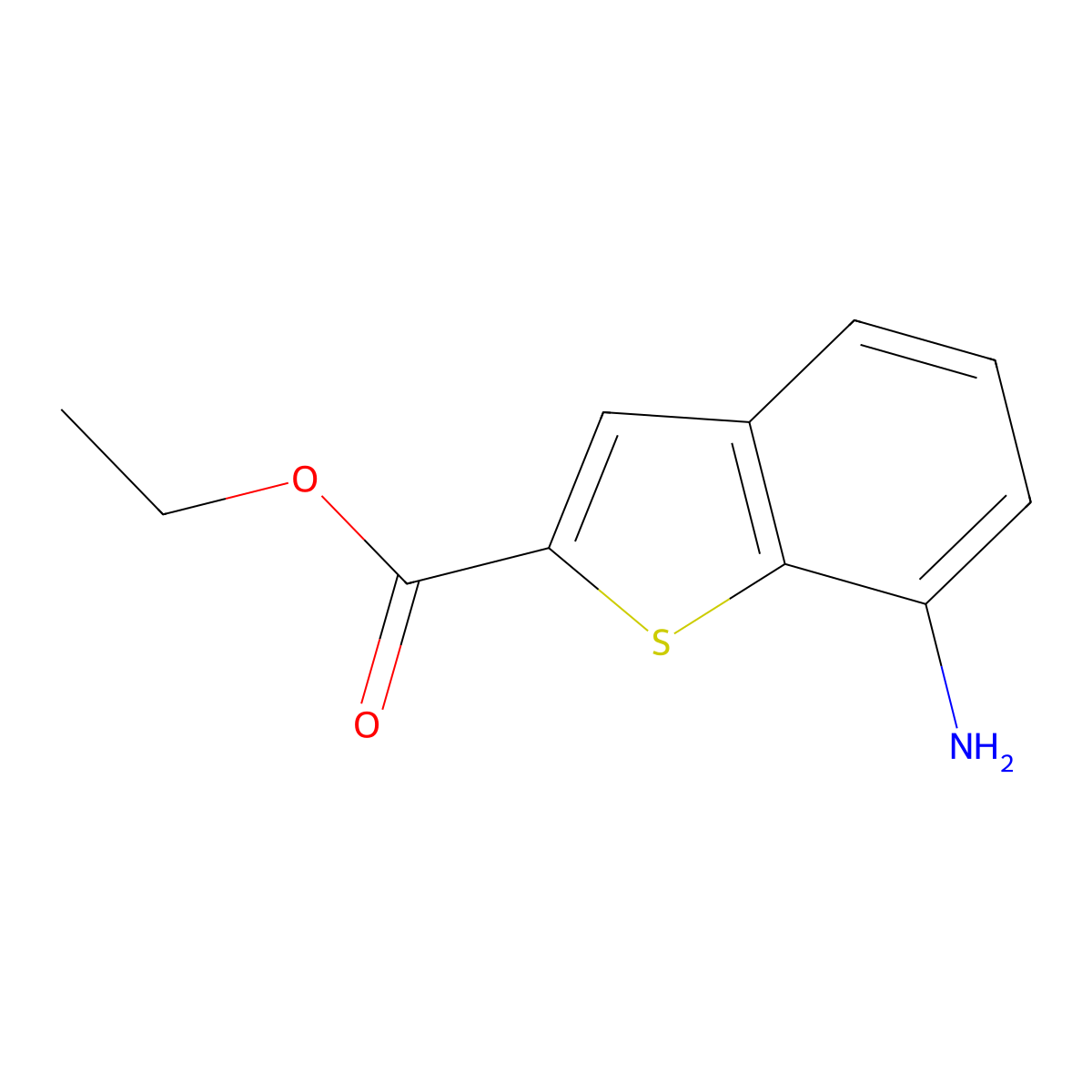 Ethyl 7-amino-1-benzothiophene-2-carboxylate molecular structure, CAS 1956327-74-4