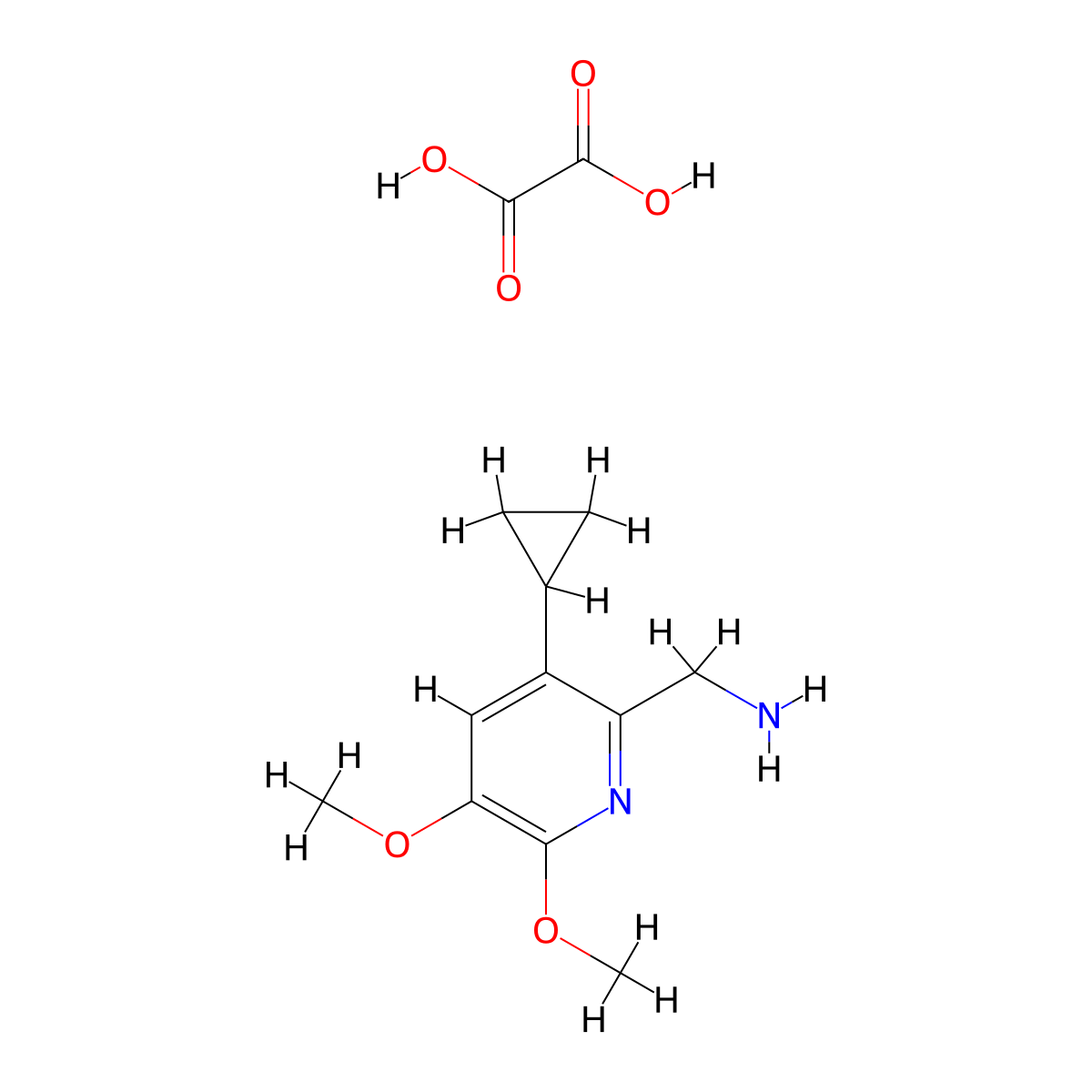(3-Cyclopropyl-5,6-dimethoxypyridin-2-yl)methanamine oxalate molecular structure, CAS 1956327-76-6