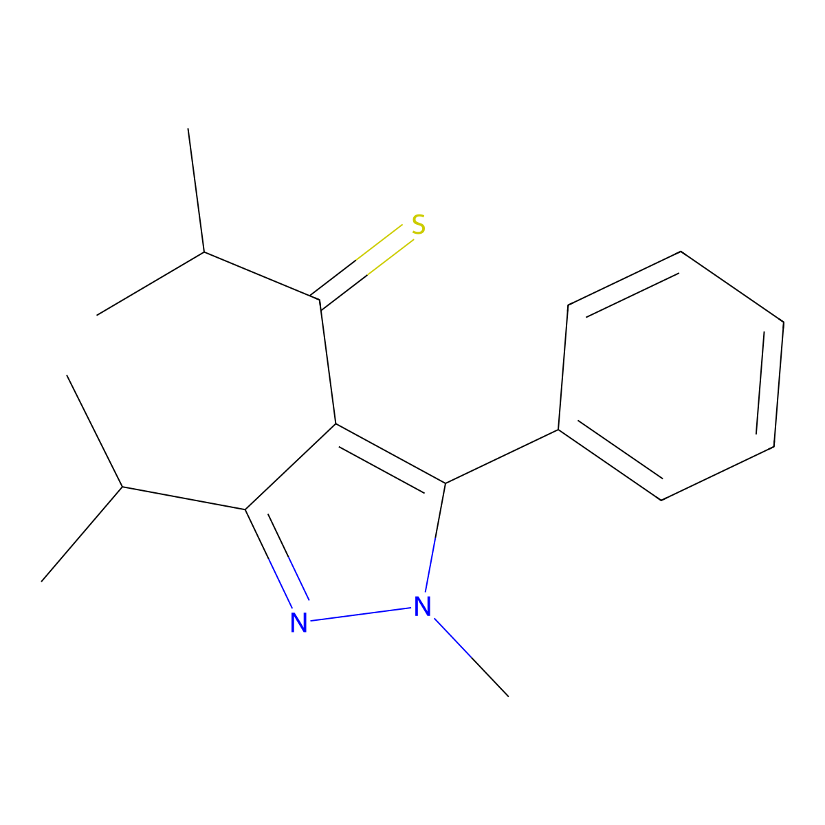 1-(3-Isopropyl-1-methyl-5-phenyl-1H-pyrazol-4-yl)-2-methylpropane-1-thione molecular structure, CAS 1956327-86-8