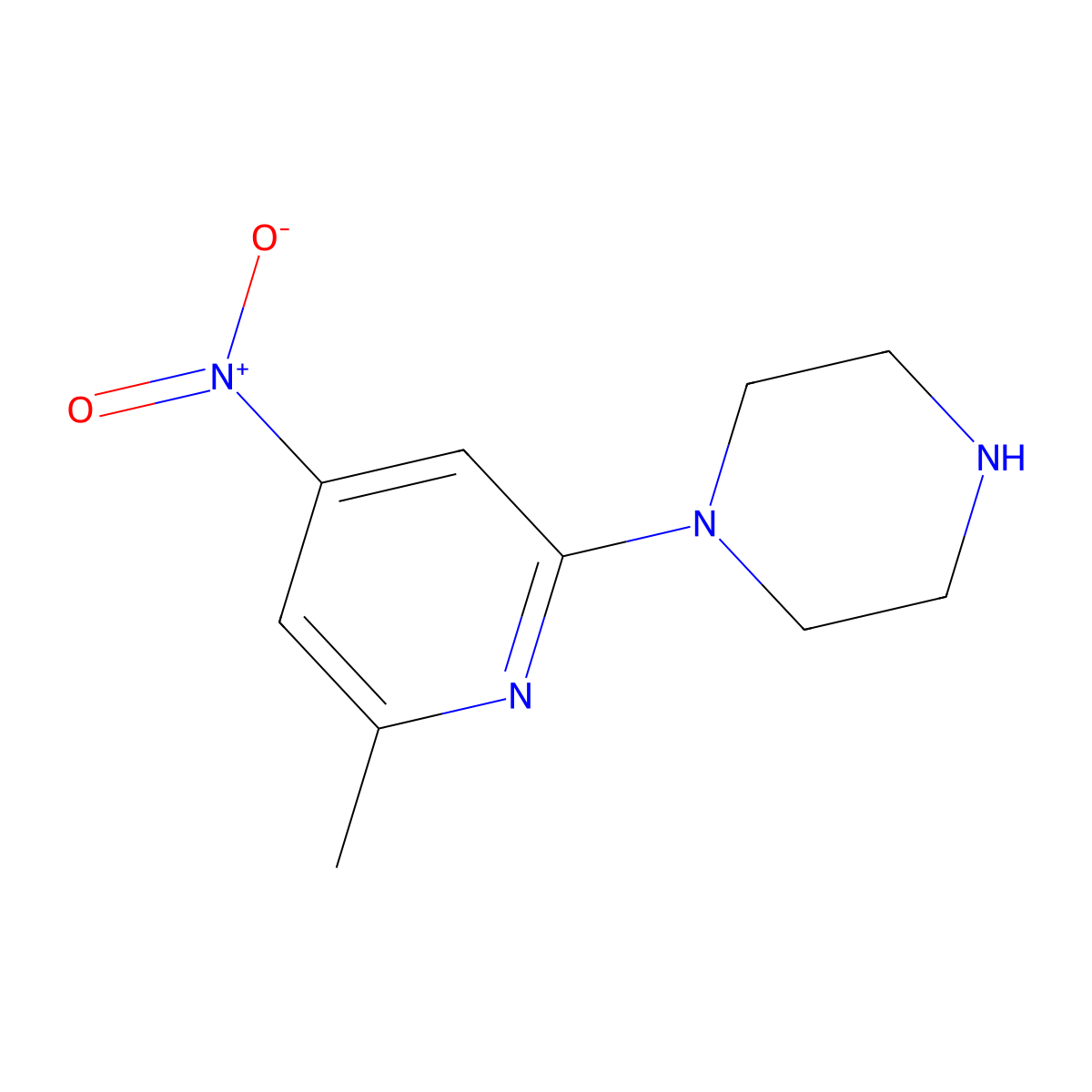 1-(6-Methyl-4-nitropyridin-2-yl)piperazine molecular structure, CAS 1956327-89-1