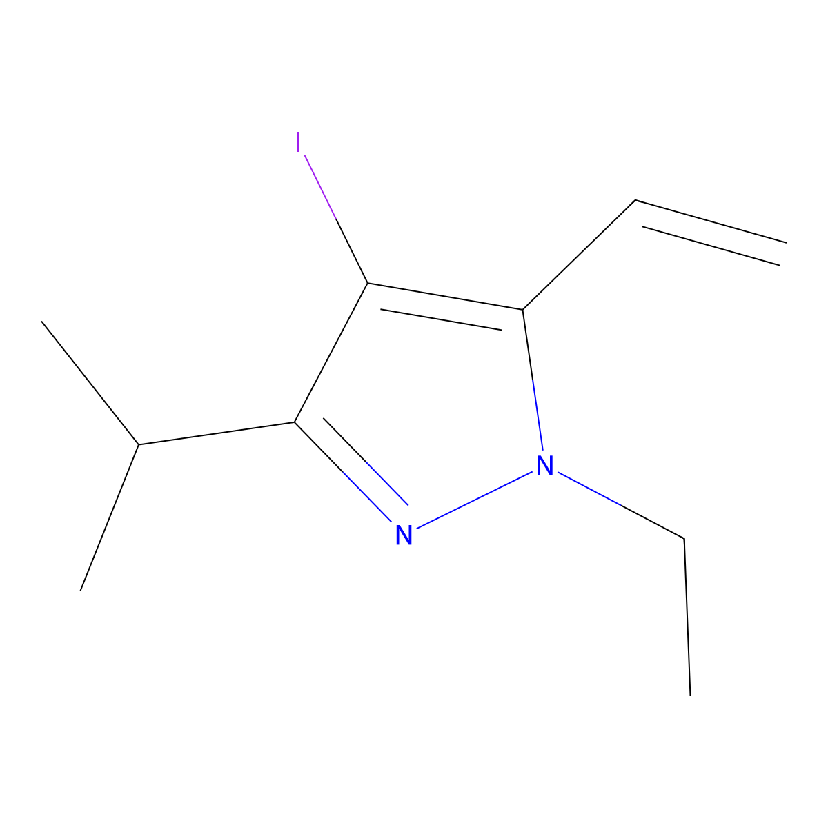 1-Ethyl-4-iodo-3-isopropyl-5-vinyl-1H-pyrazole molecular structure, CAS 1956327-91-5
