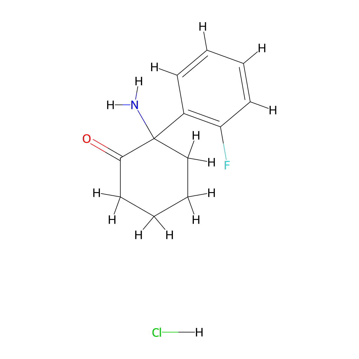 2-Amino-2-(2-fluorophenyl)-cyclohexanone, monohydrochloride molecular structure, CAS 1956327-93-7
