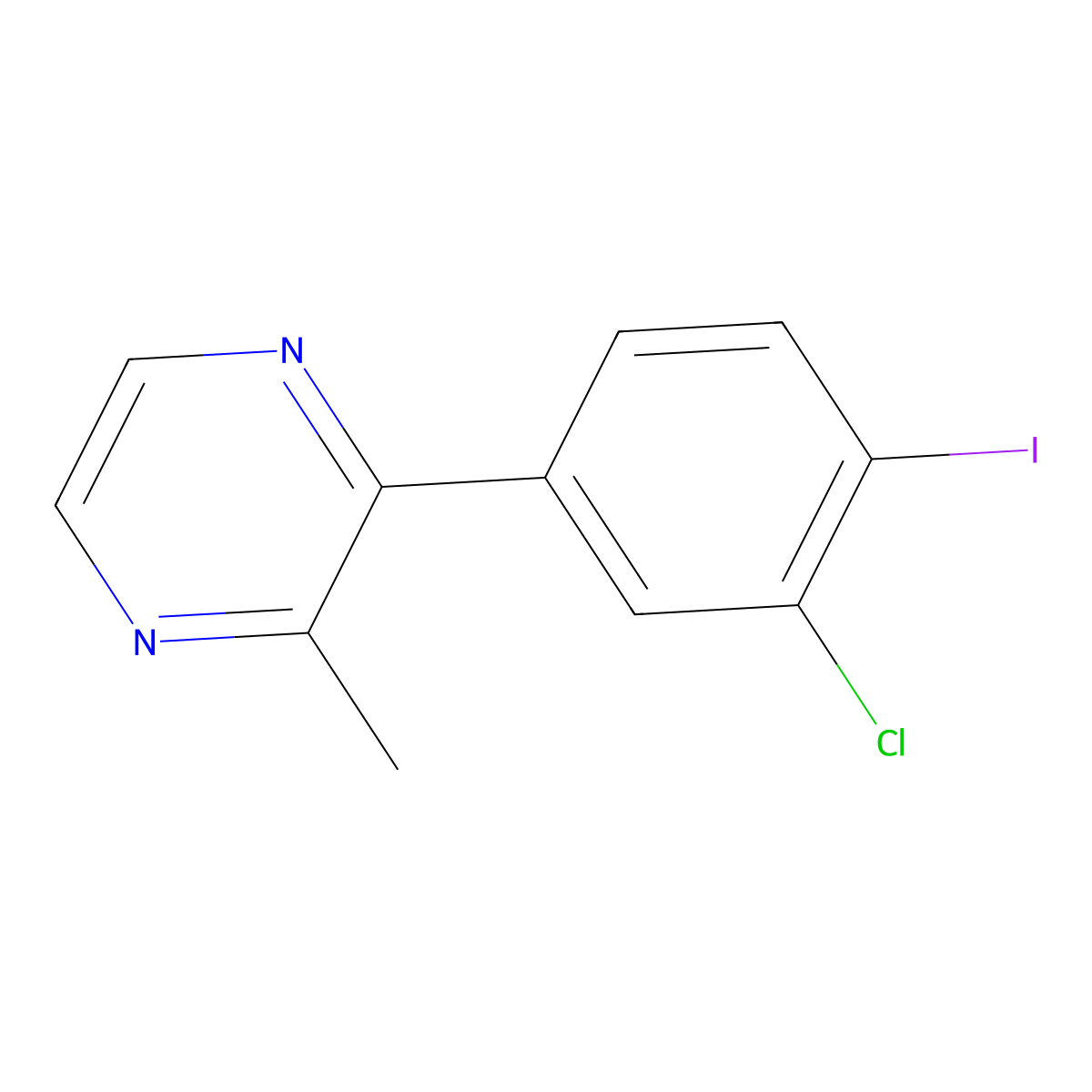 2-(3-Chloro-4-iodophenyl)-3-methylpyrazine molecular structure, CAS 1956328-05-4