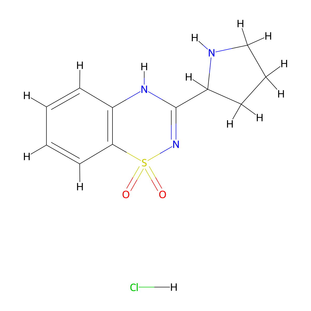 3-(Pyrrolidin-2-yl)-4H-benzo[e][1,2,4]thiadiazine 1,1-dioxide hydrochloride molecular structure, CAS 1956328-17-8